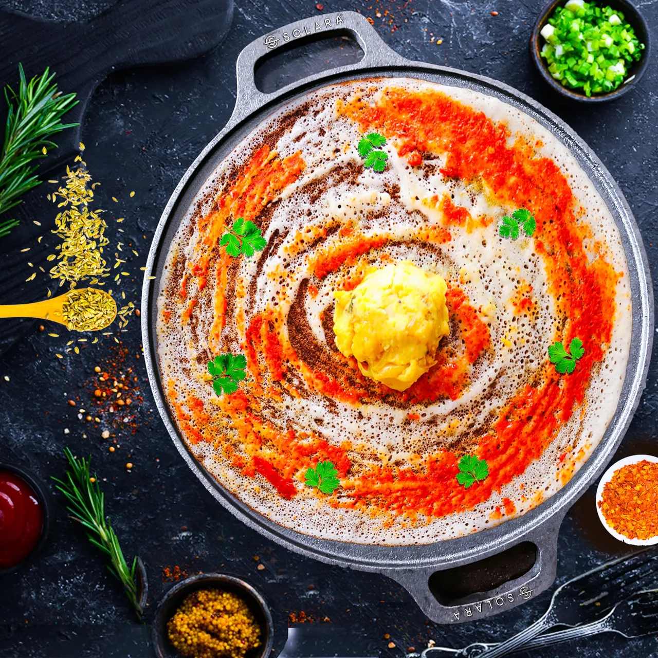 Cast Iron Dosa Tawa, Pre-Seasoned