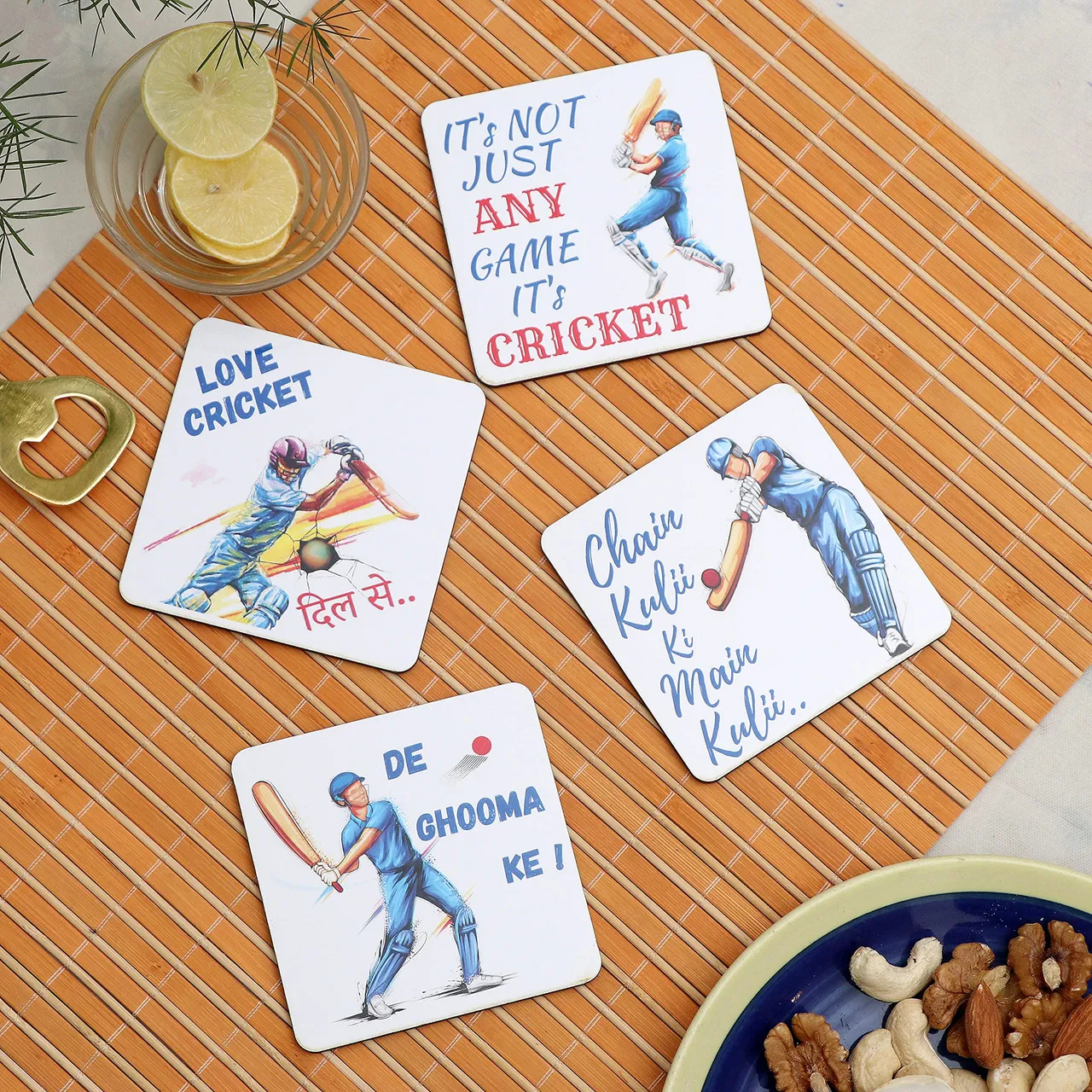 Cricket Art Coaster Set