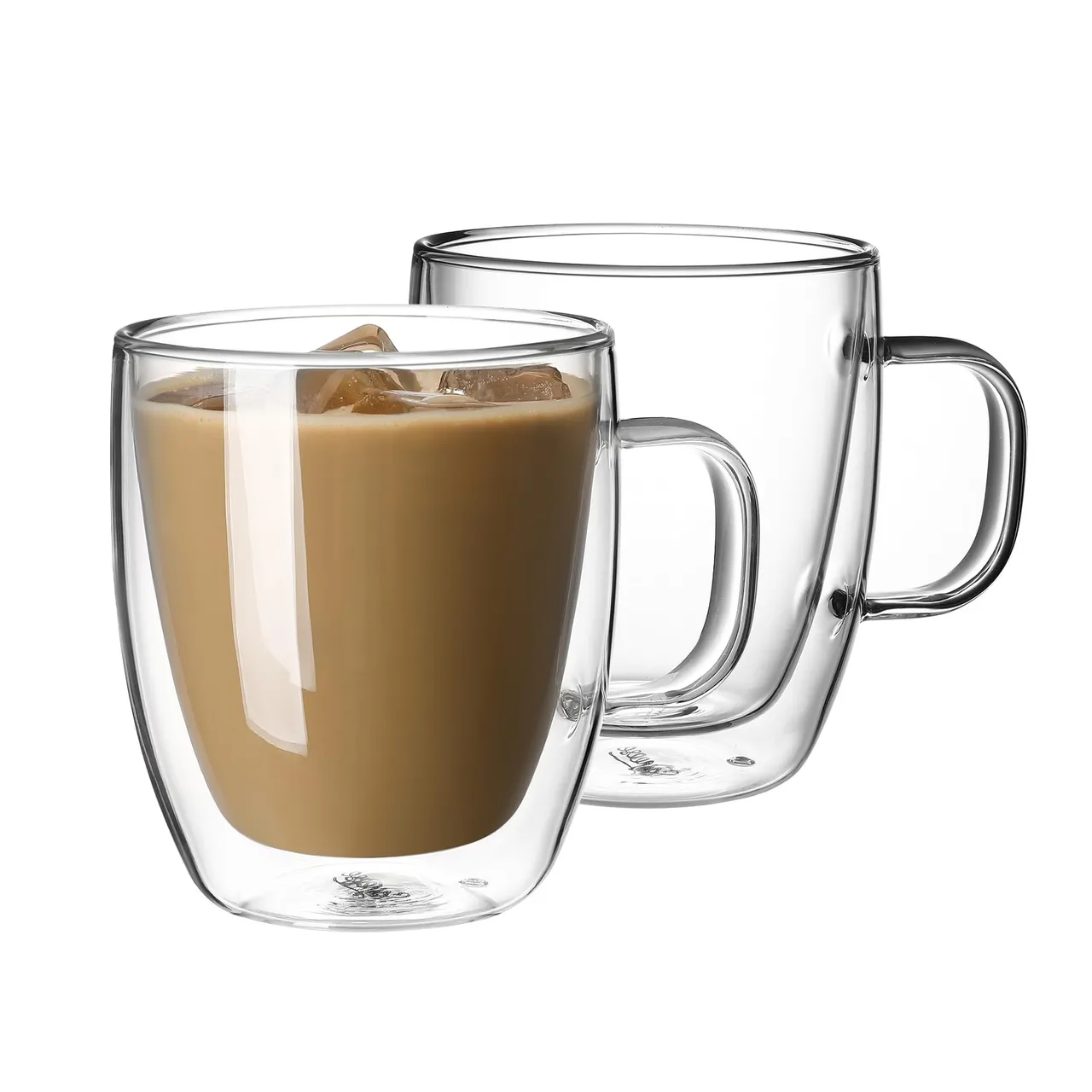 Floating Coffee Glass Mugs, Pair
