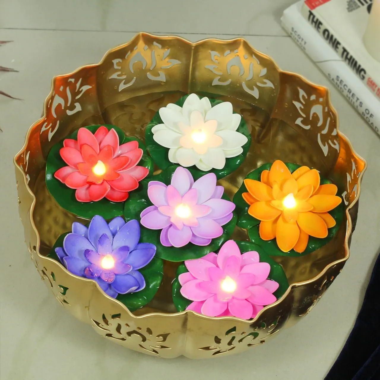 Floating Lotus Diyas, Six