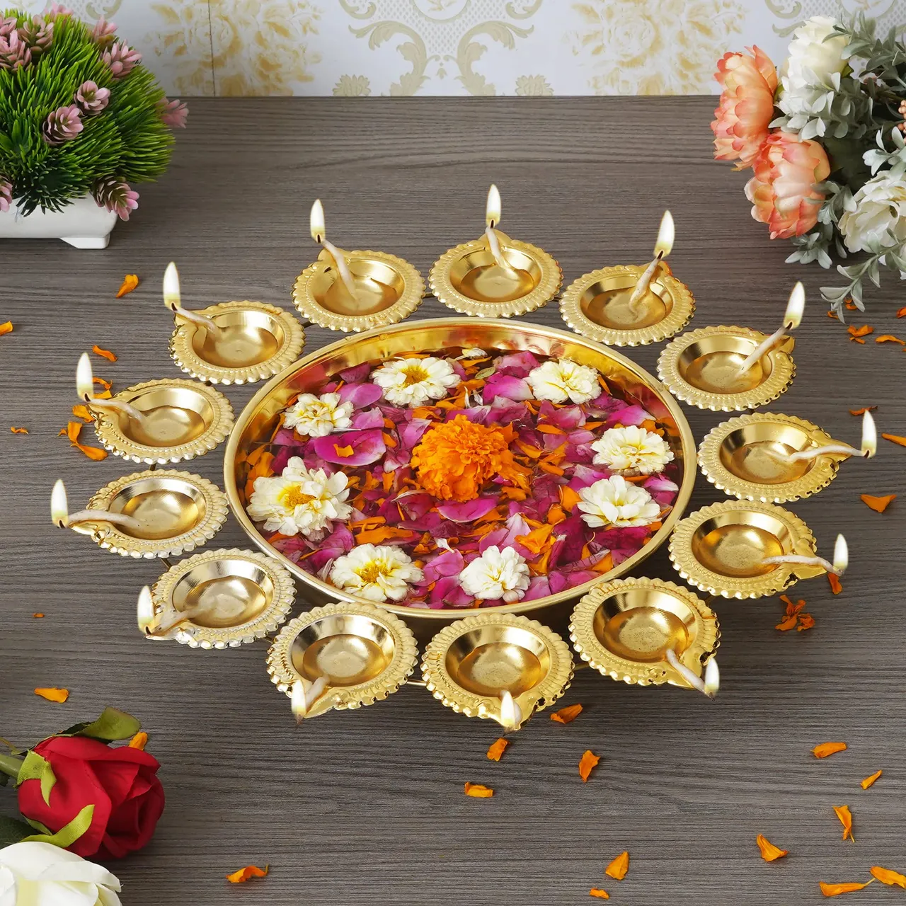 Giant Gold Diya Urli