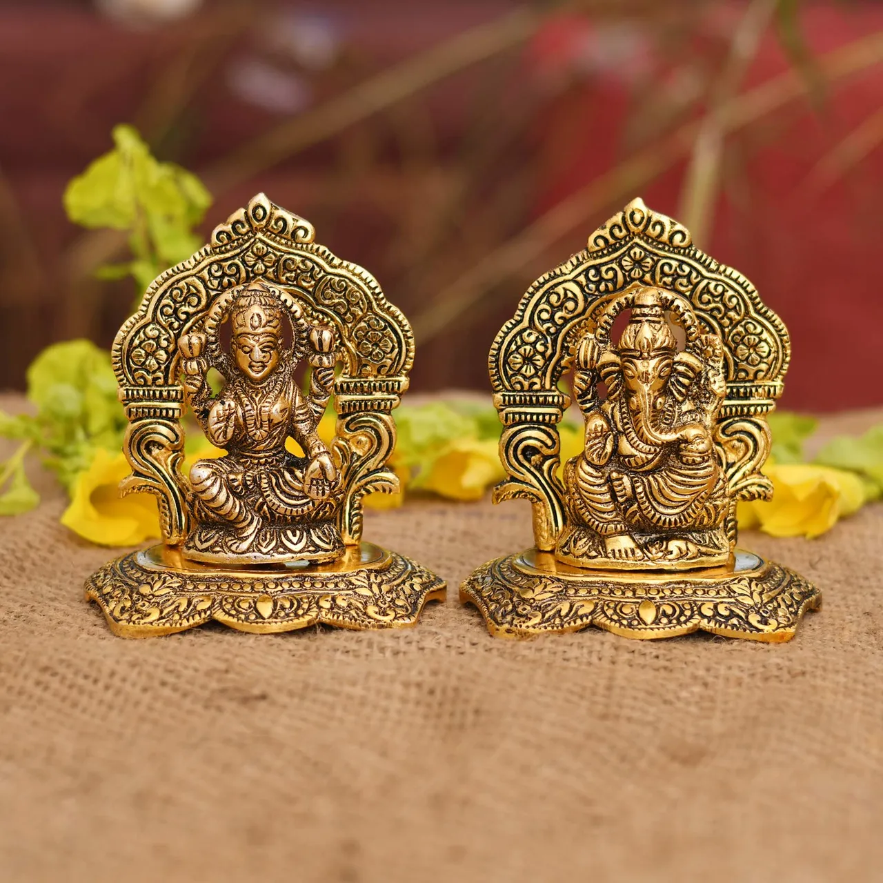 Gold-Plated Laxmi Ganesh Pair