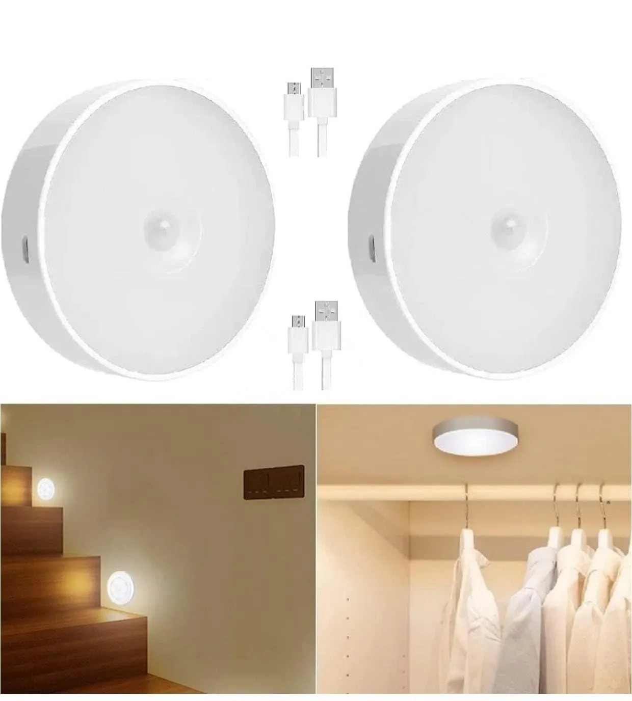 Stick-On Motion Lights, Pair