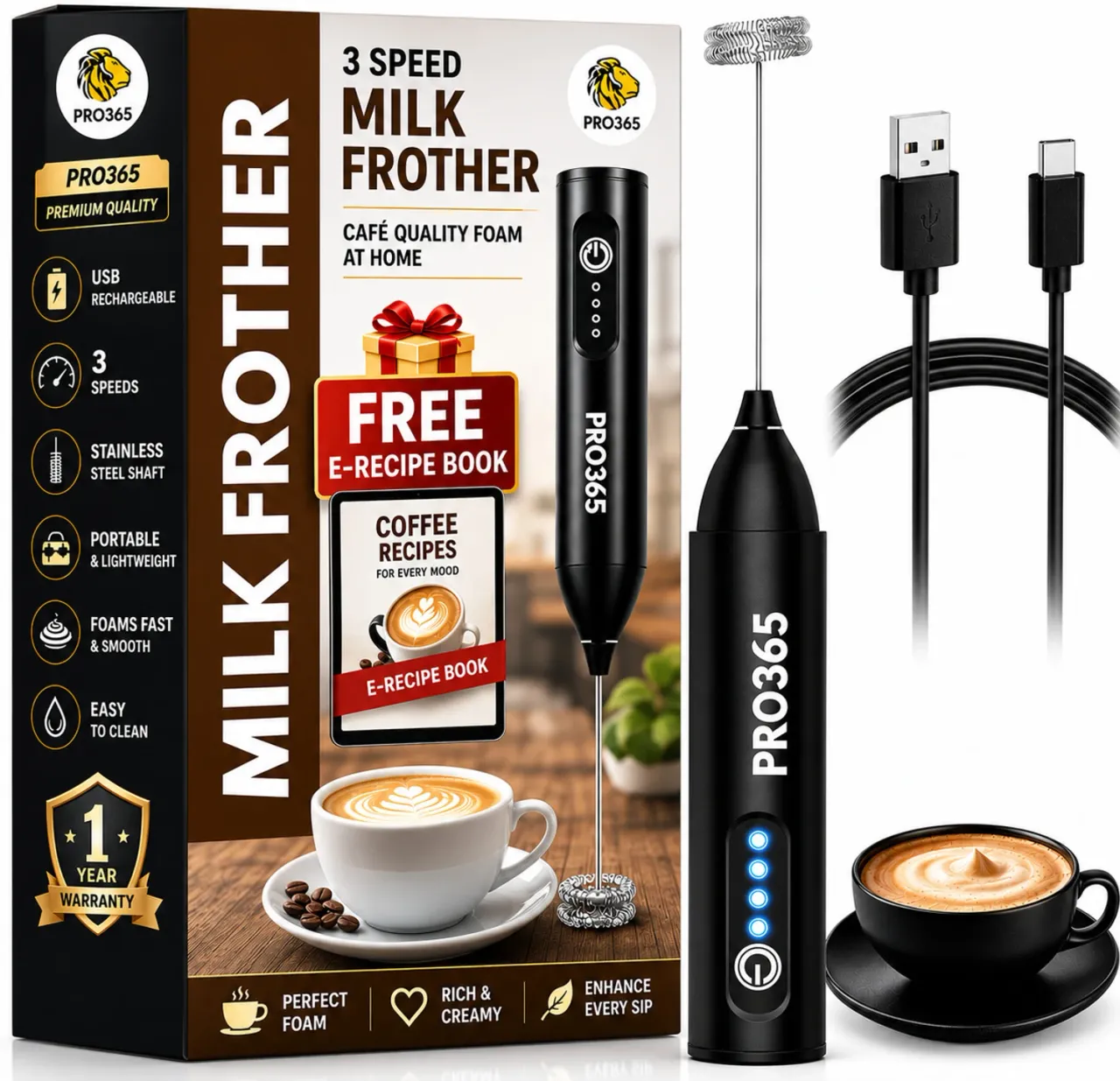 USB Chai Frother Wand